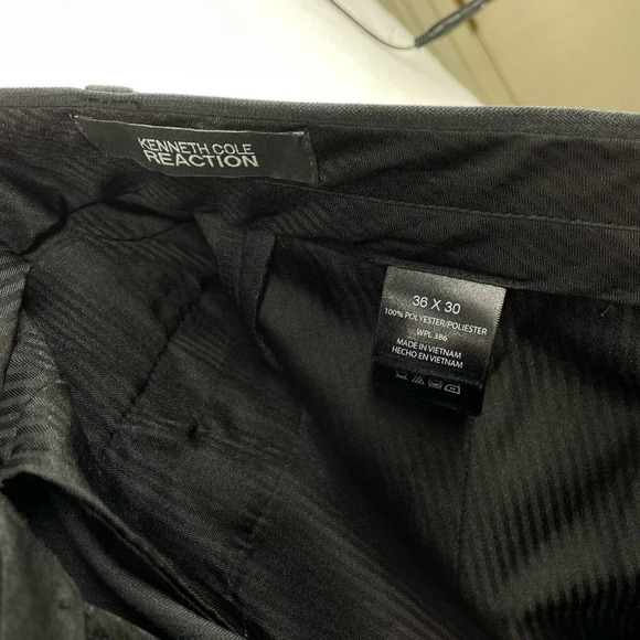 Kenneth Cole Reaction Dress Pants Men Sz 36Wx30L Dark Gray Slacks Textured Stria - Picture 10 of 12
